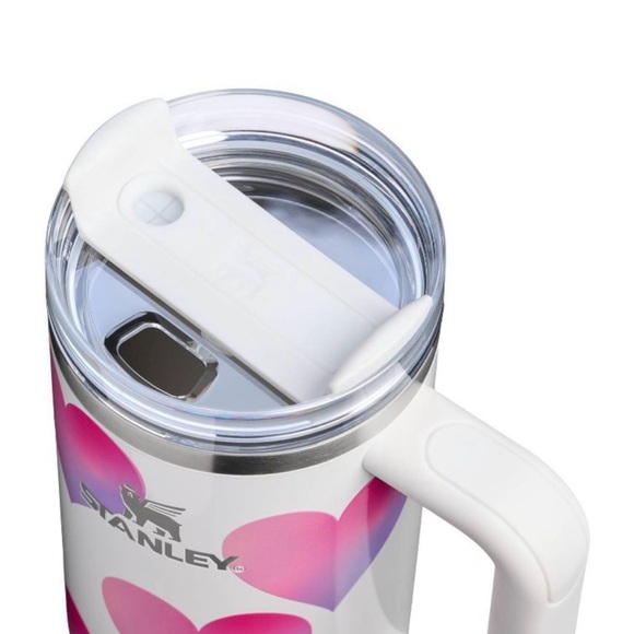 2026 Valentine’s Stanley White Tumbler with Pink and Purple Hearts 30oz - Picture 3 of 4